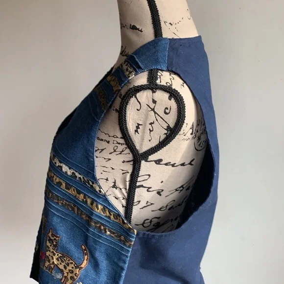 Vintage Casey & Max Denim Cat Vest Size Medium NWT - Picture 9 of 11